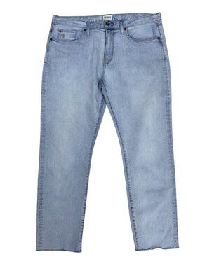 TODD SNYDER Slim Light Denim Jeans Stretch Raw Hem Ankle Pants Mens 35x29